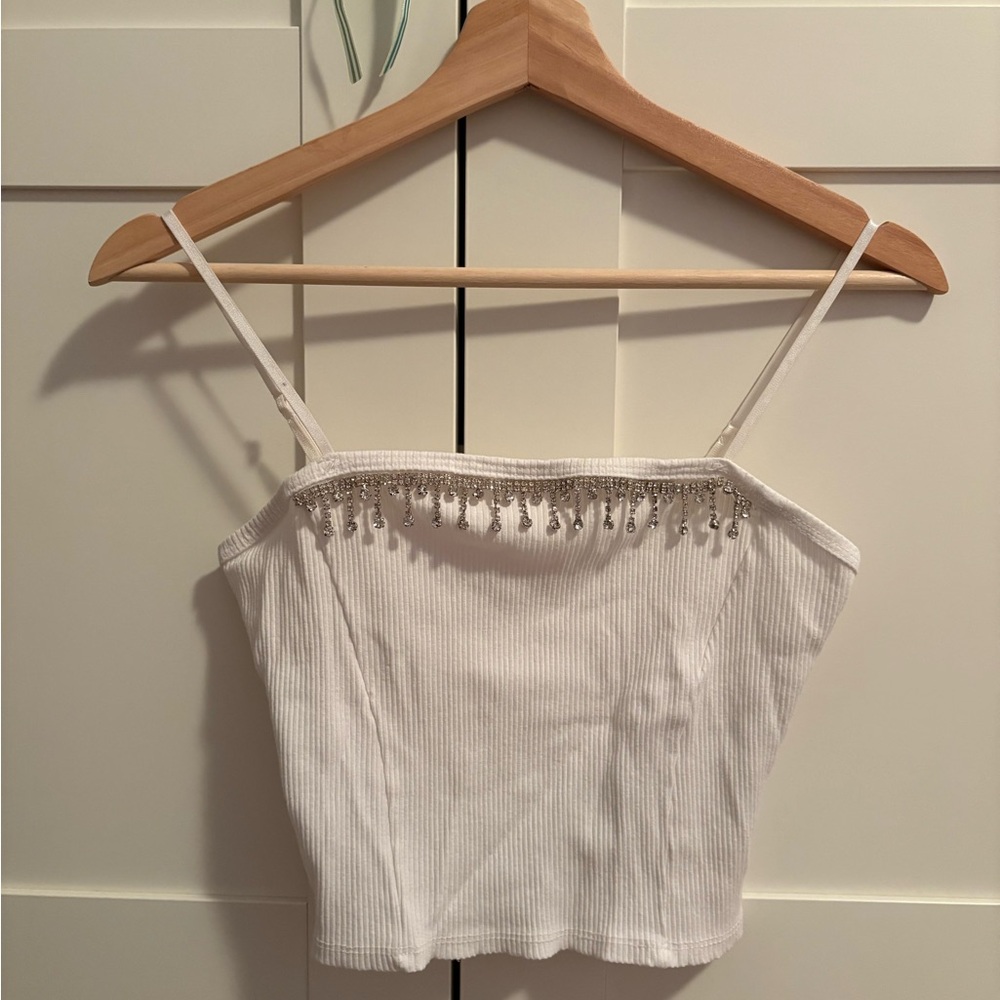 White Diamond Beaded Women's Tank